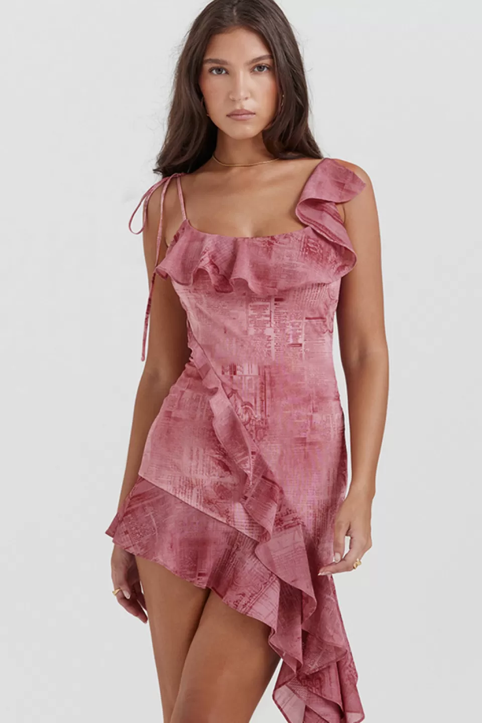 House of CB 'Lyrah' Pink Print Ruffle Mini Dress Shop