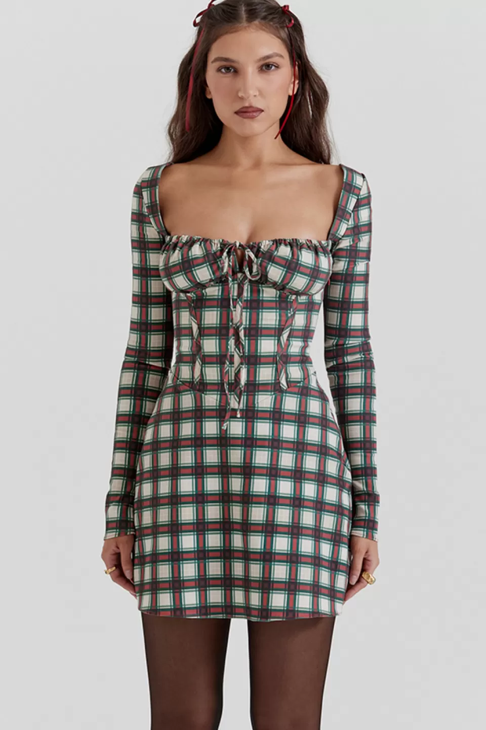 House of CB 'Malika' Red Tartan Corset Mini Dress Outlet