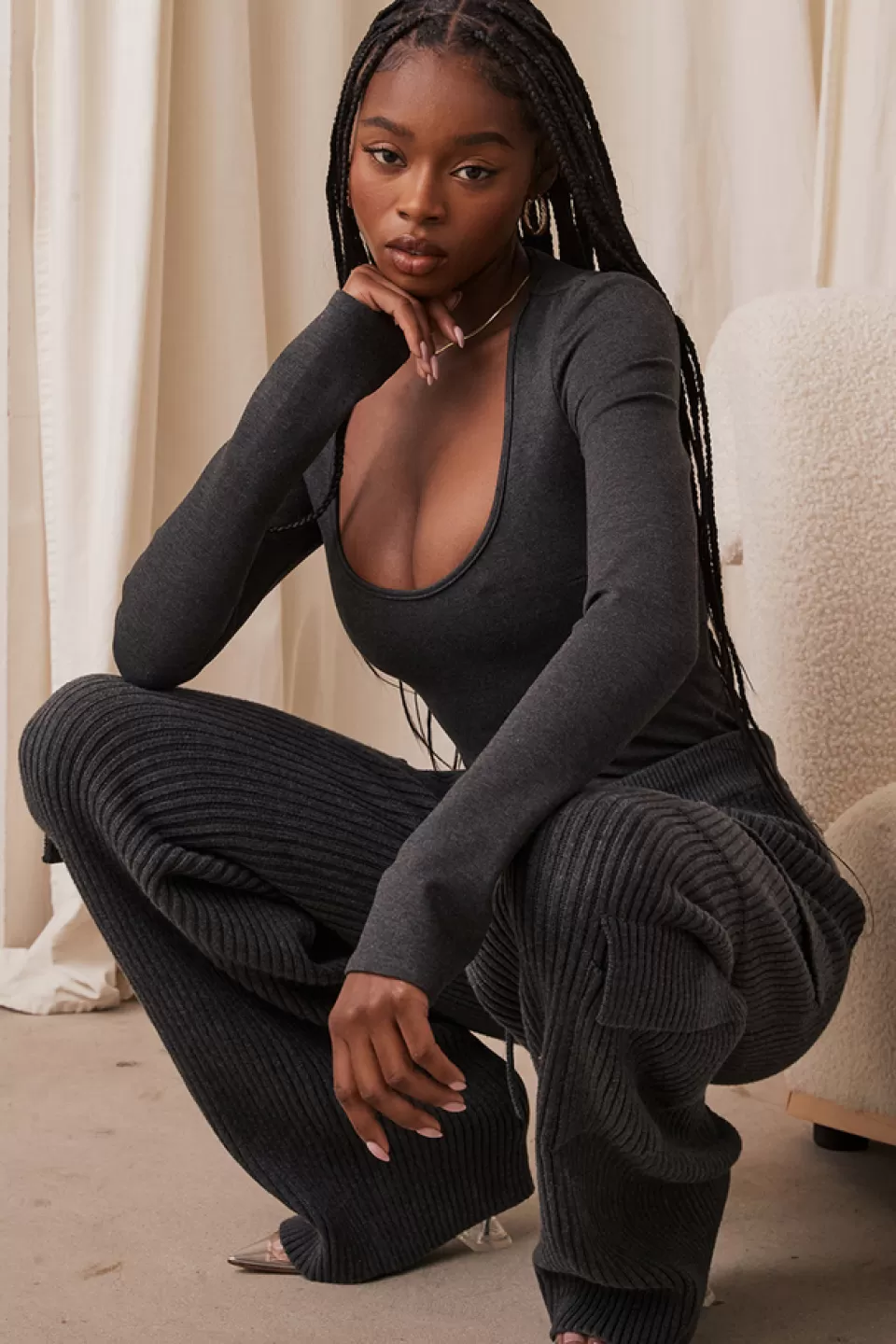 House of CB 'Marianna' Charcoal Loungewear Bodysuit Online