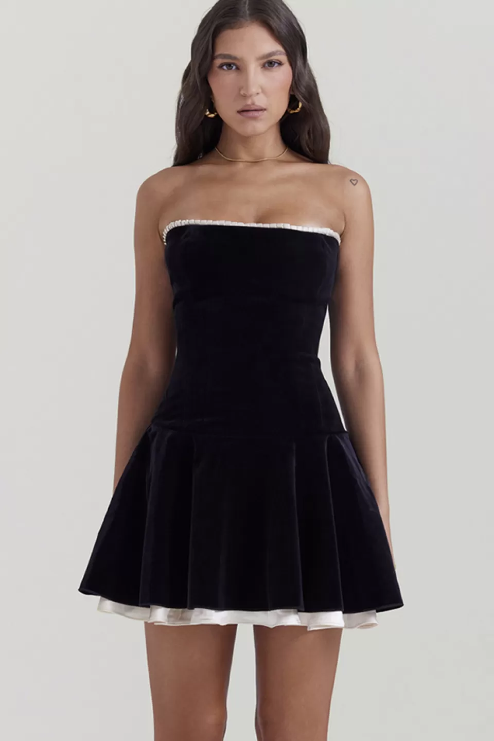 House of CB 'Marilla' Black Velvet Strapless Dress Cheap