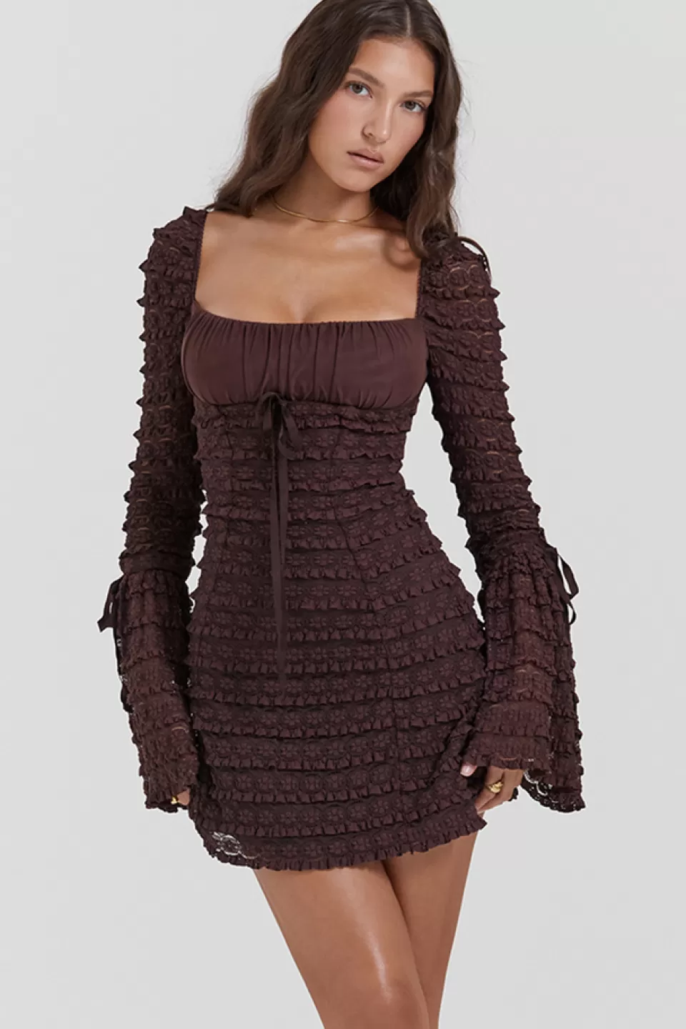 House of CB 'Marisa' Espresso Lace Dress Clearance