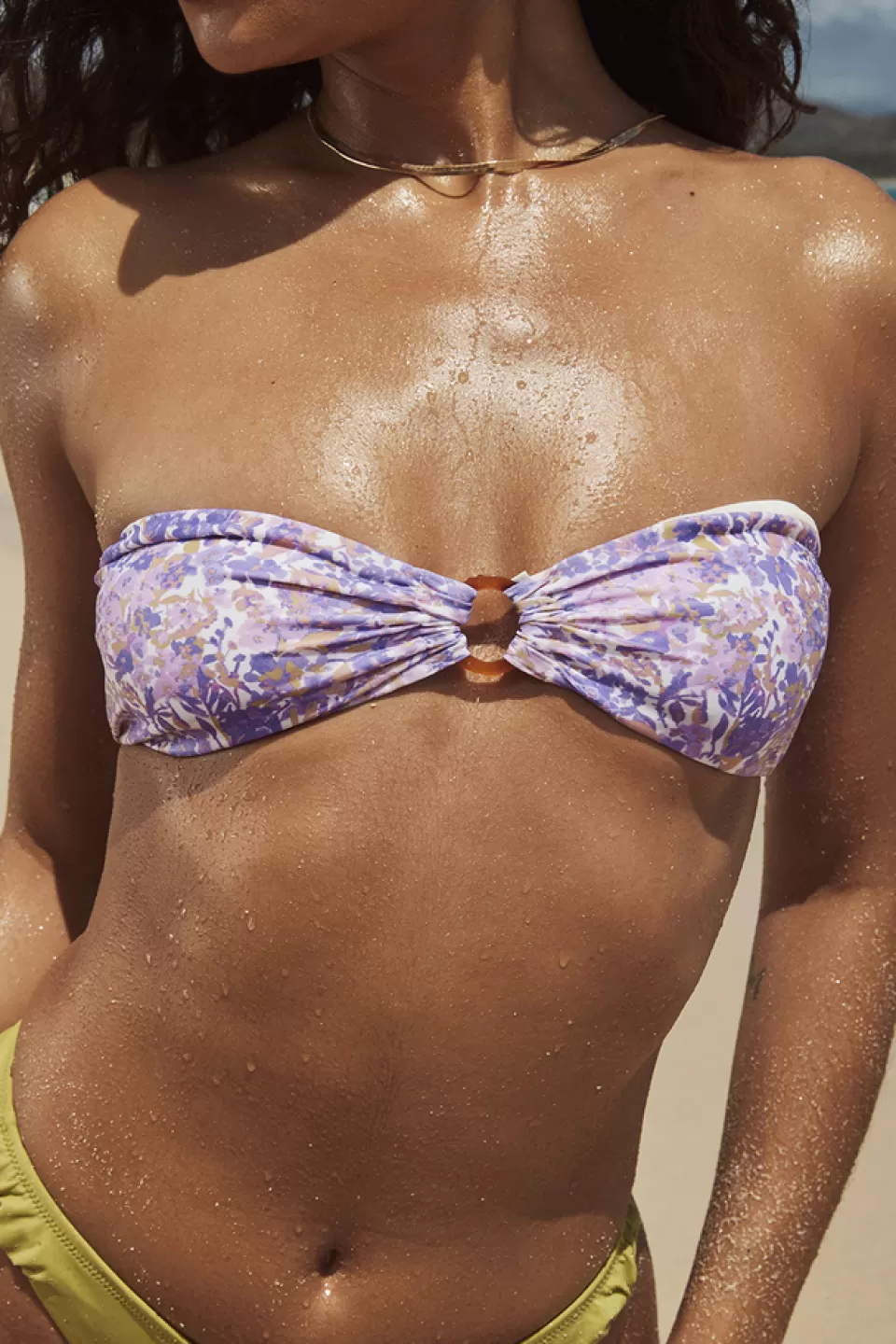 House of CB 'Medea' Violet Floral Bandeau Bikini Top Best Sale