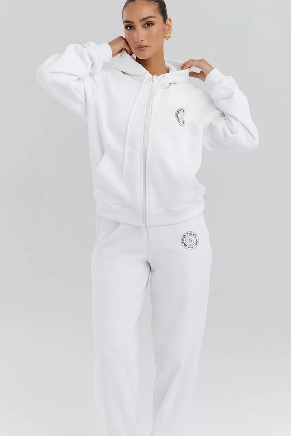 House of CB 'Mirage' White Zip Through Hoodie Outlet