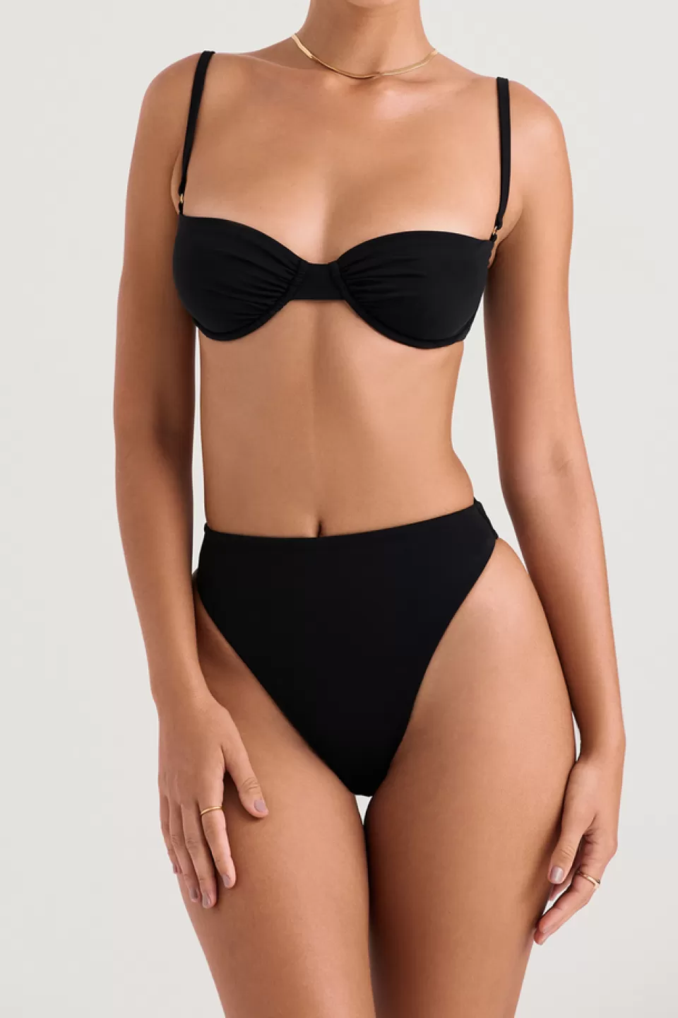 House of CB 'Mykonos' Black High Waist Bikini Bottom Hot