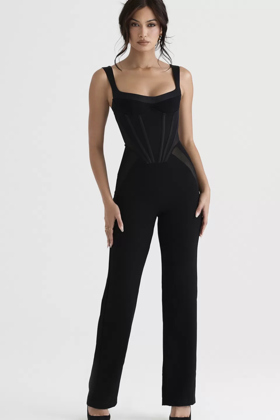 House of CB 'Mylene' Black Corset Jumpsuit New