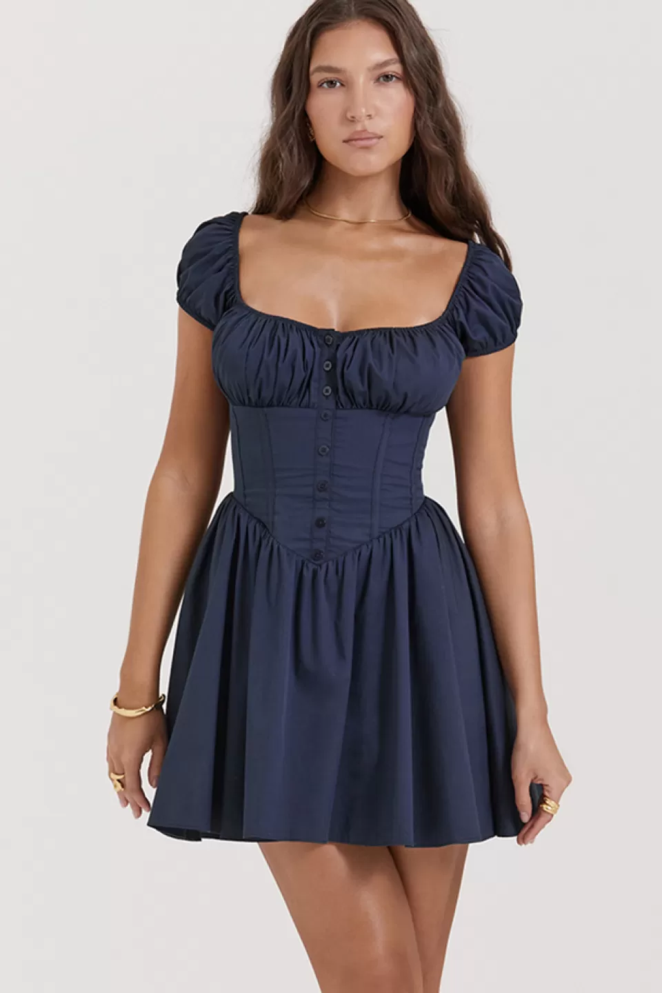 House of CB 'Nala' French Navy Gathered Mini Dress Best Sale