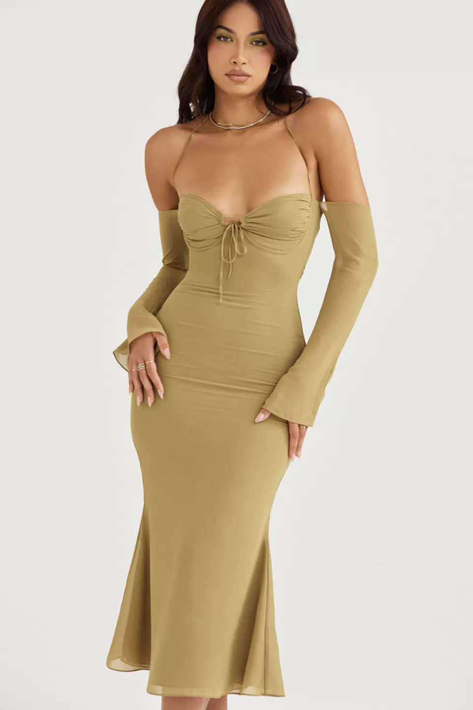 House of CB 'Naomi' Olive Halter Midi Dress Best