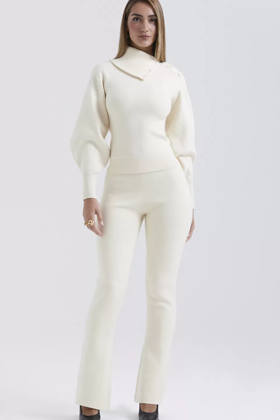 House of CB 'Nereida' Cream Cashmere Blend Trousers Online