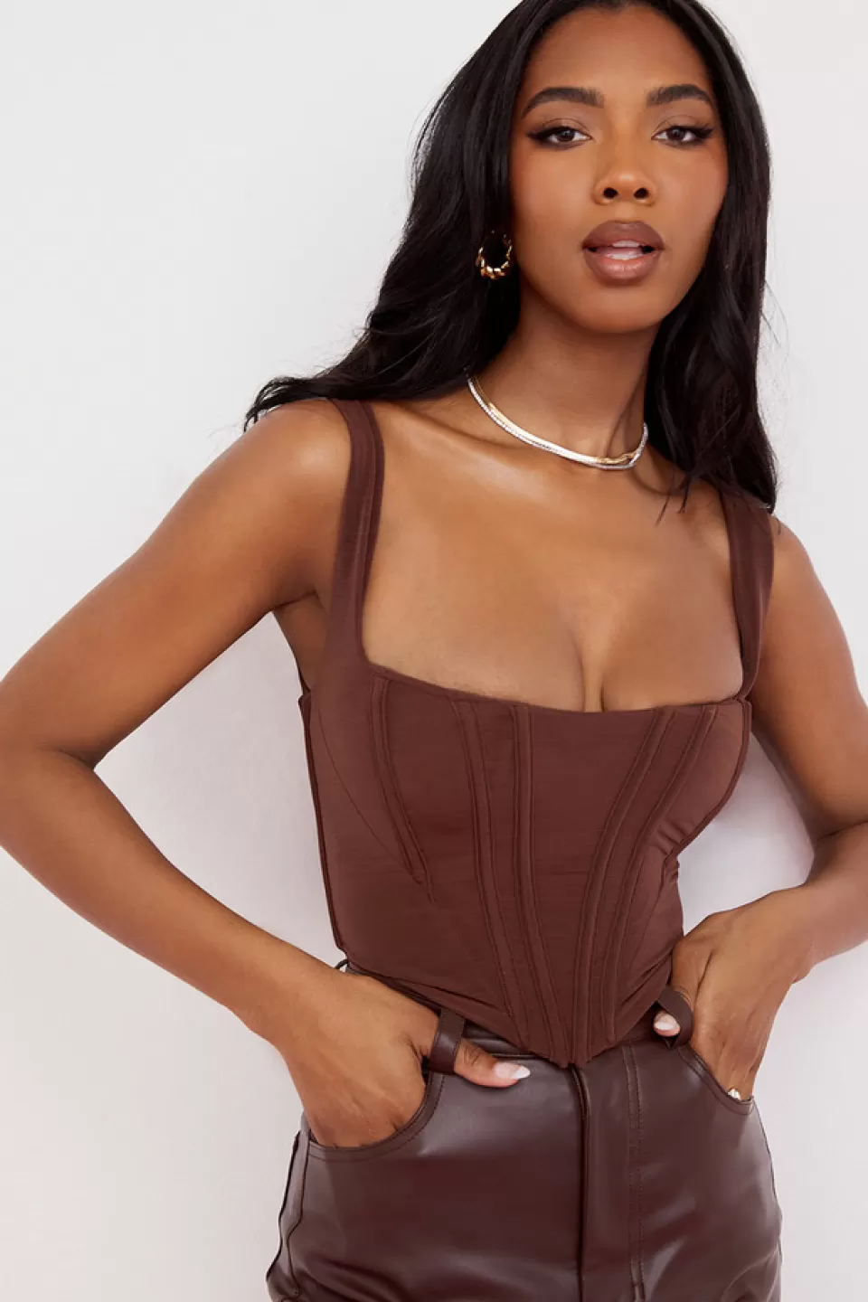 House of CB 'Ninetta' Chocolate Mesh Corset Clearance