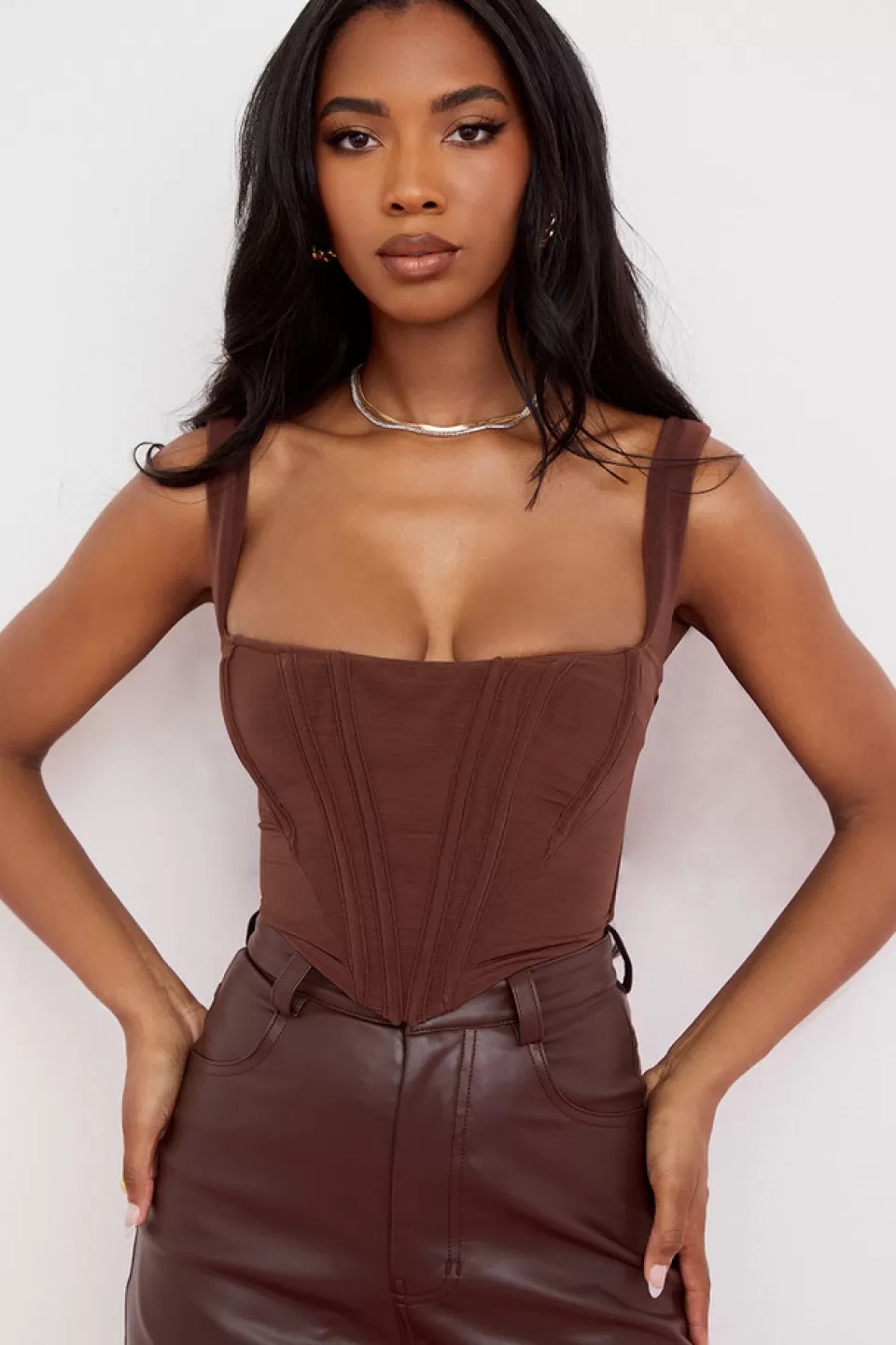 House of CB 'Ninetta' Chocolate Mesh Corset Clearance