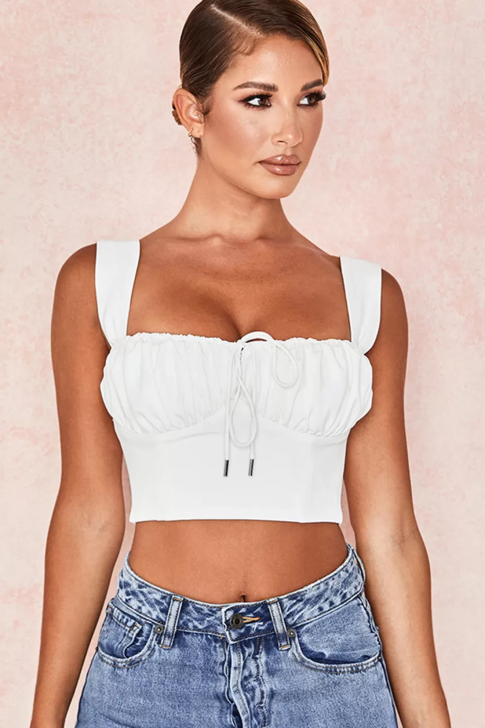 House of CB 'Noemi' White Blouson Corset Top Best Sale