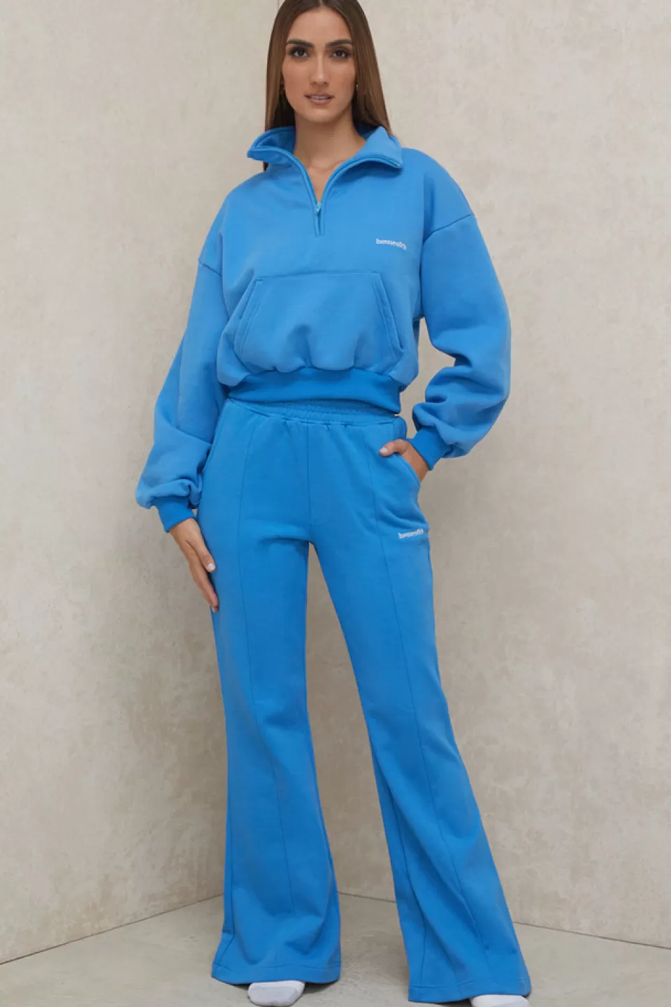 House of CB 'Oli' Blue Flared Leg Track Pants Discount