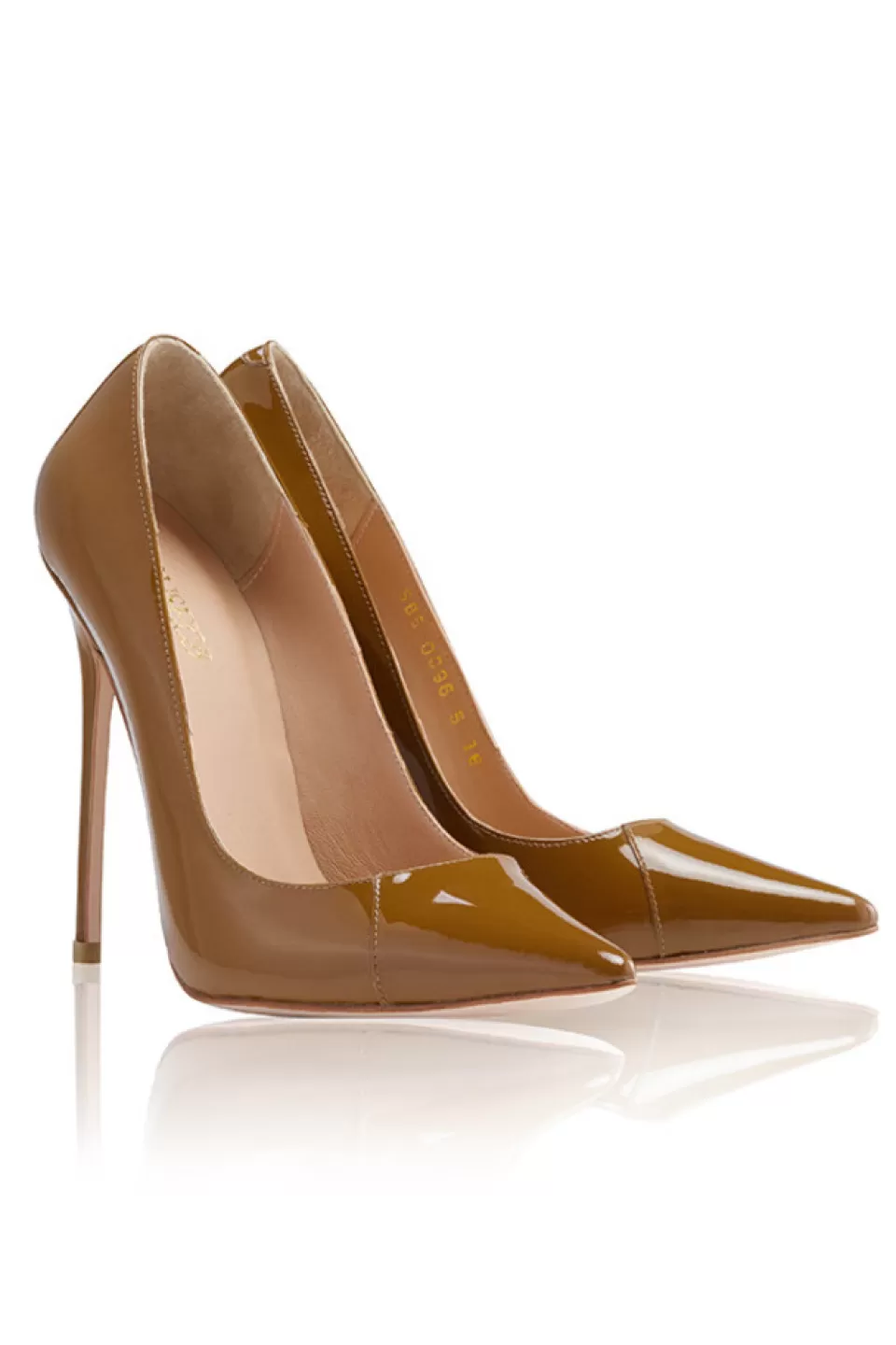 House of CB 'PARIS' 5' Tan Patent Leather Pointy Toe Heels Shop