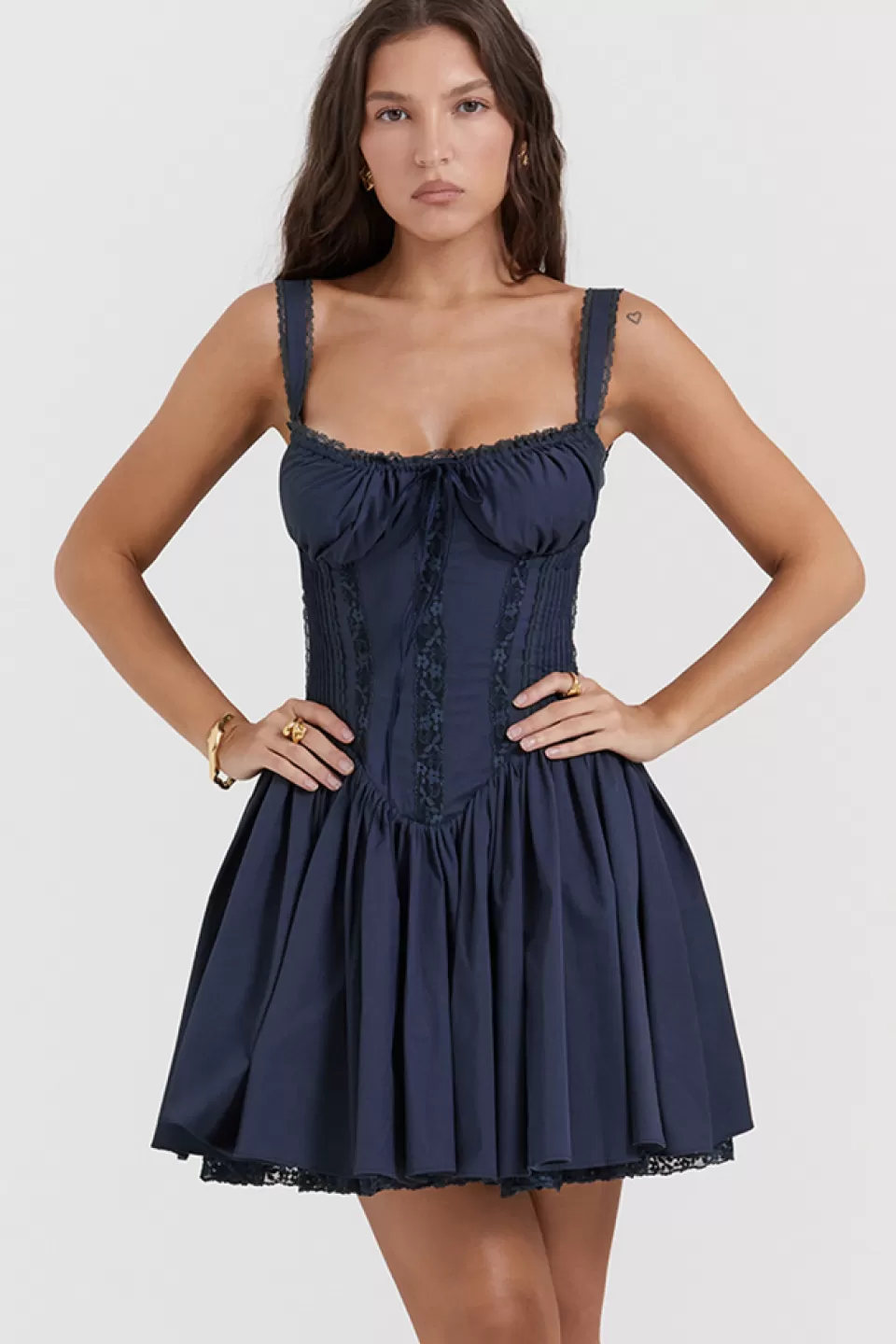 House of CB 'Pietra' French Navy Corset Mini Dress Discount