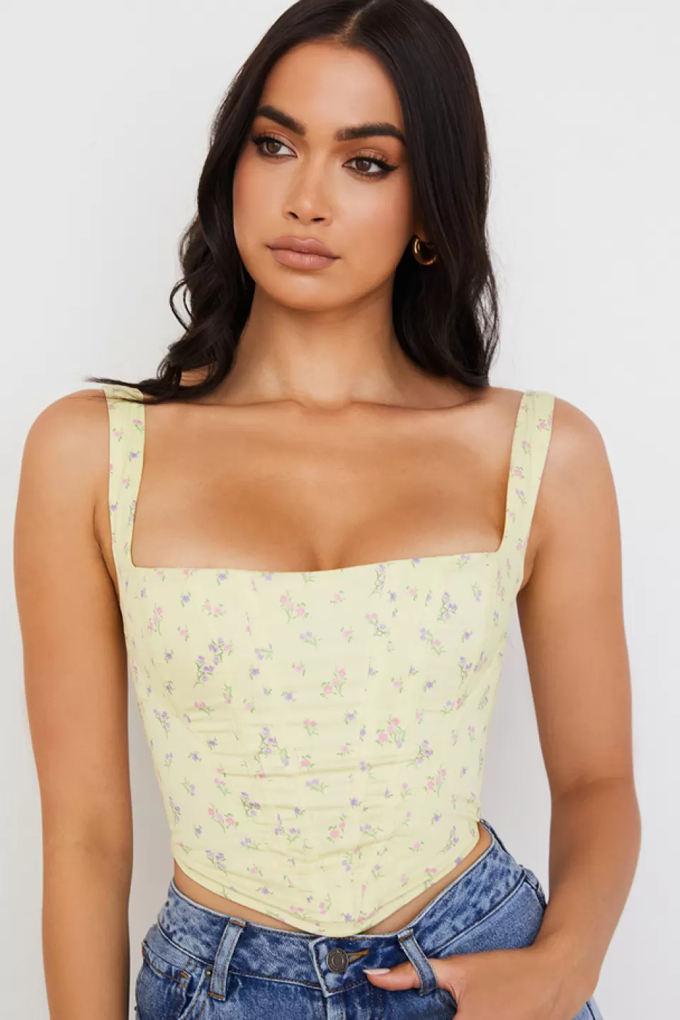 House of CB 'Poppy' Lemon Floral Corset Online