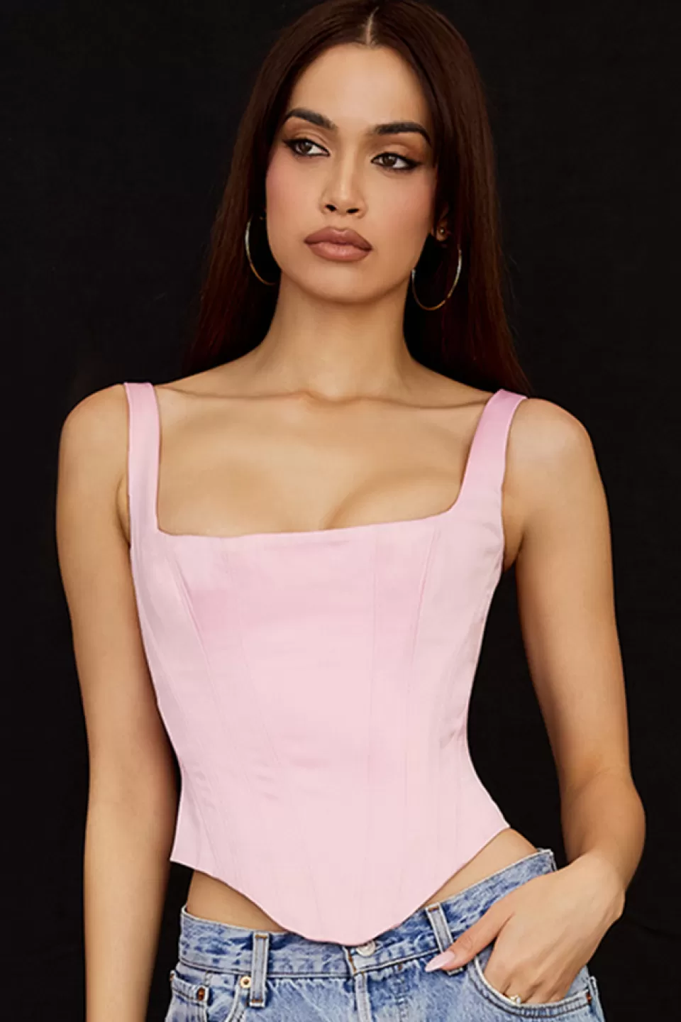 House of CB 'Rafa' Fairy Pink Satin Longline Corset Sale