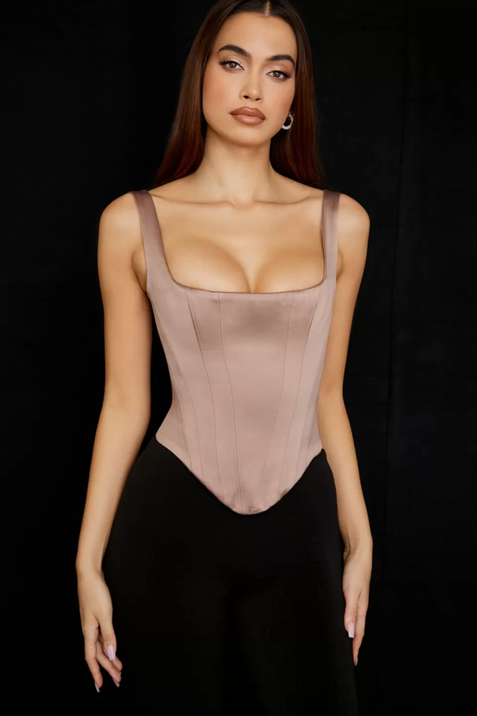 House of CB 'Rafa' Stone Satin Longline Corset Best Sale