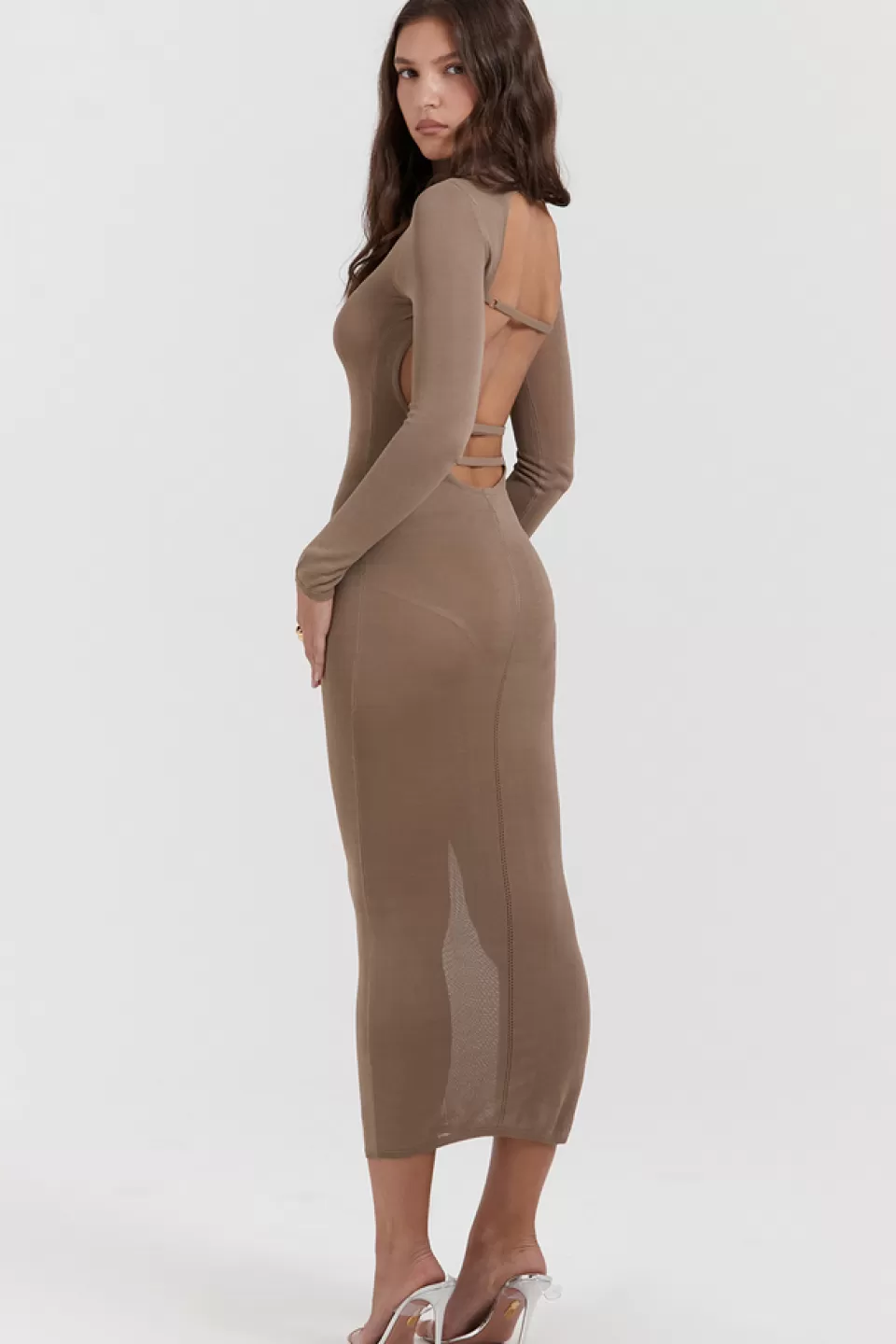 House of CB 'Roberta' Tan Knit Midi Dress Shop