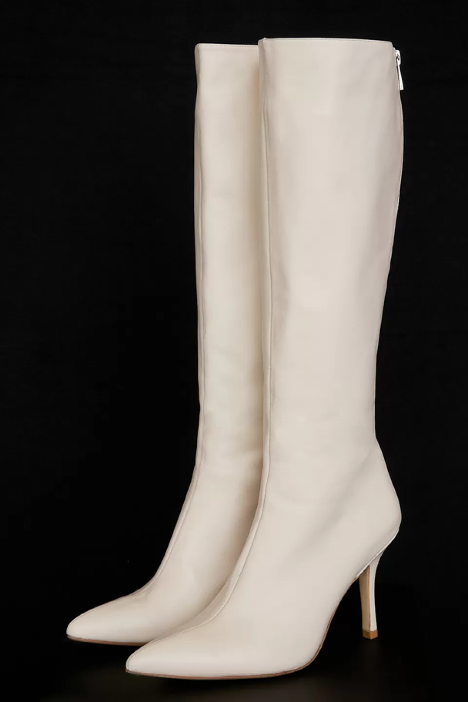 House of CB 'Royale' Cream Leather Knee High Boots Outlet