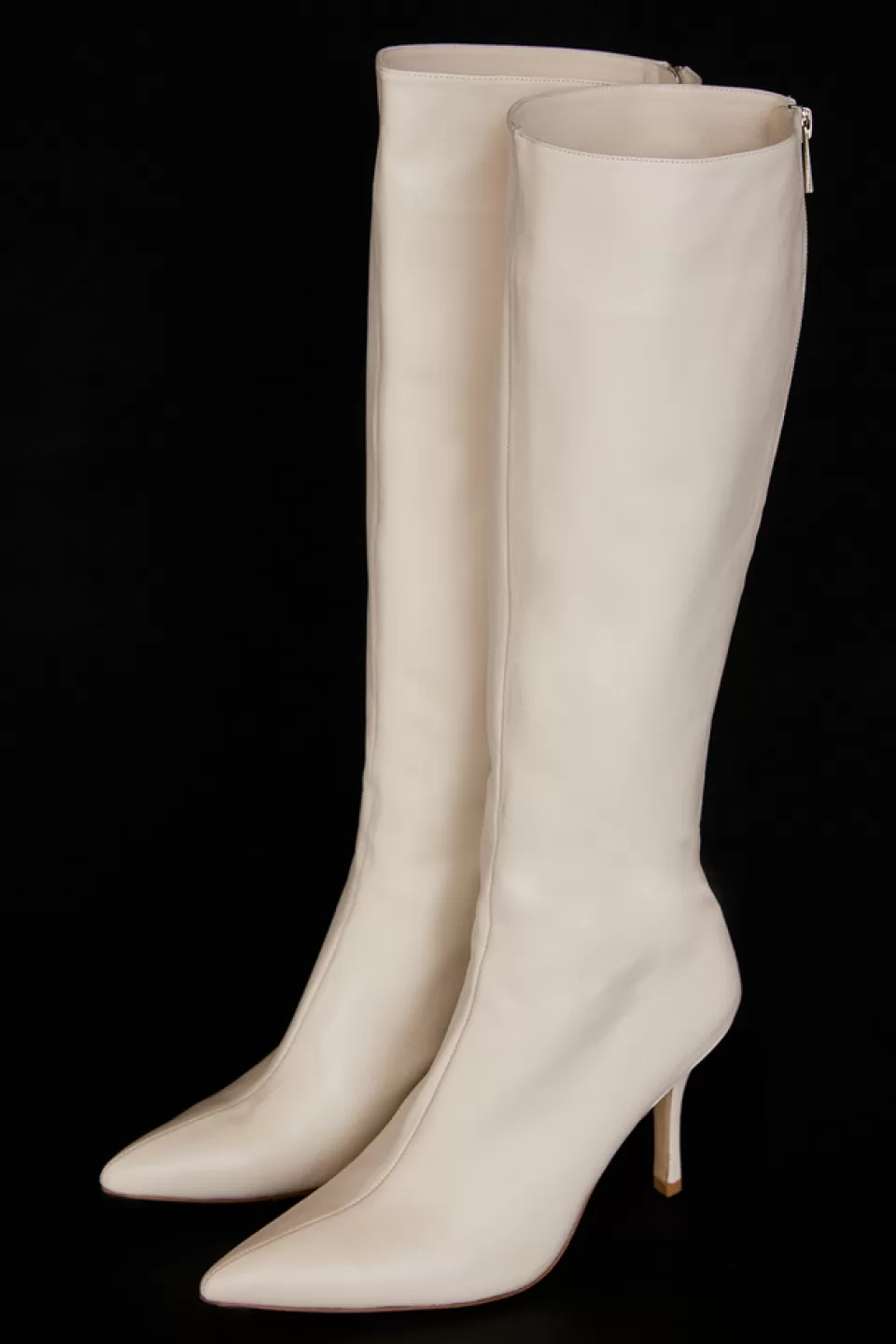 House of CB 'Royale' Cream Leather Knee High Boots Outlet