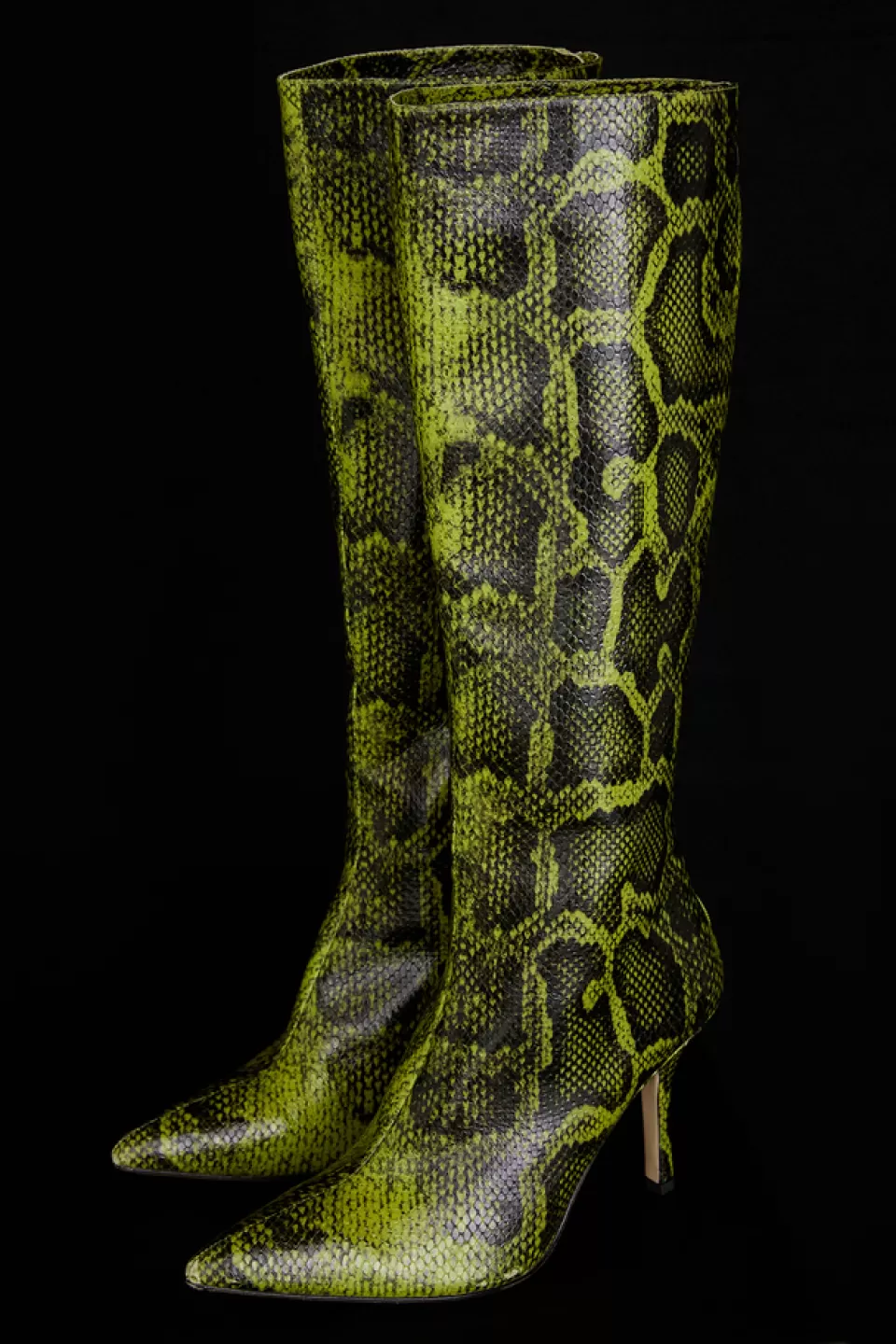 House of CB 'Royale' Green Print Knee High Boots Hot