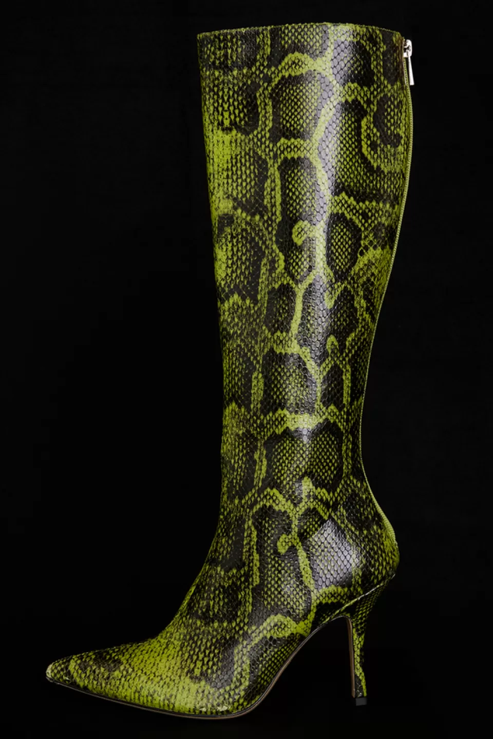 House of CB 'Royale' Green Print Knee High Boots Hot