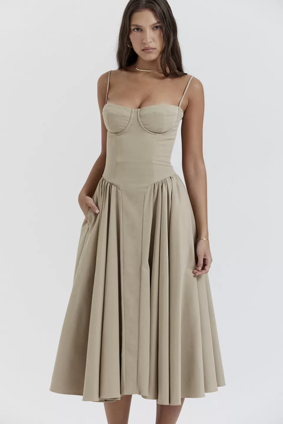 House of CB 'Samaria' Taupe Corset Sundress Shop