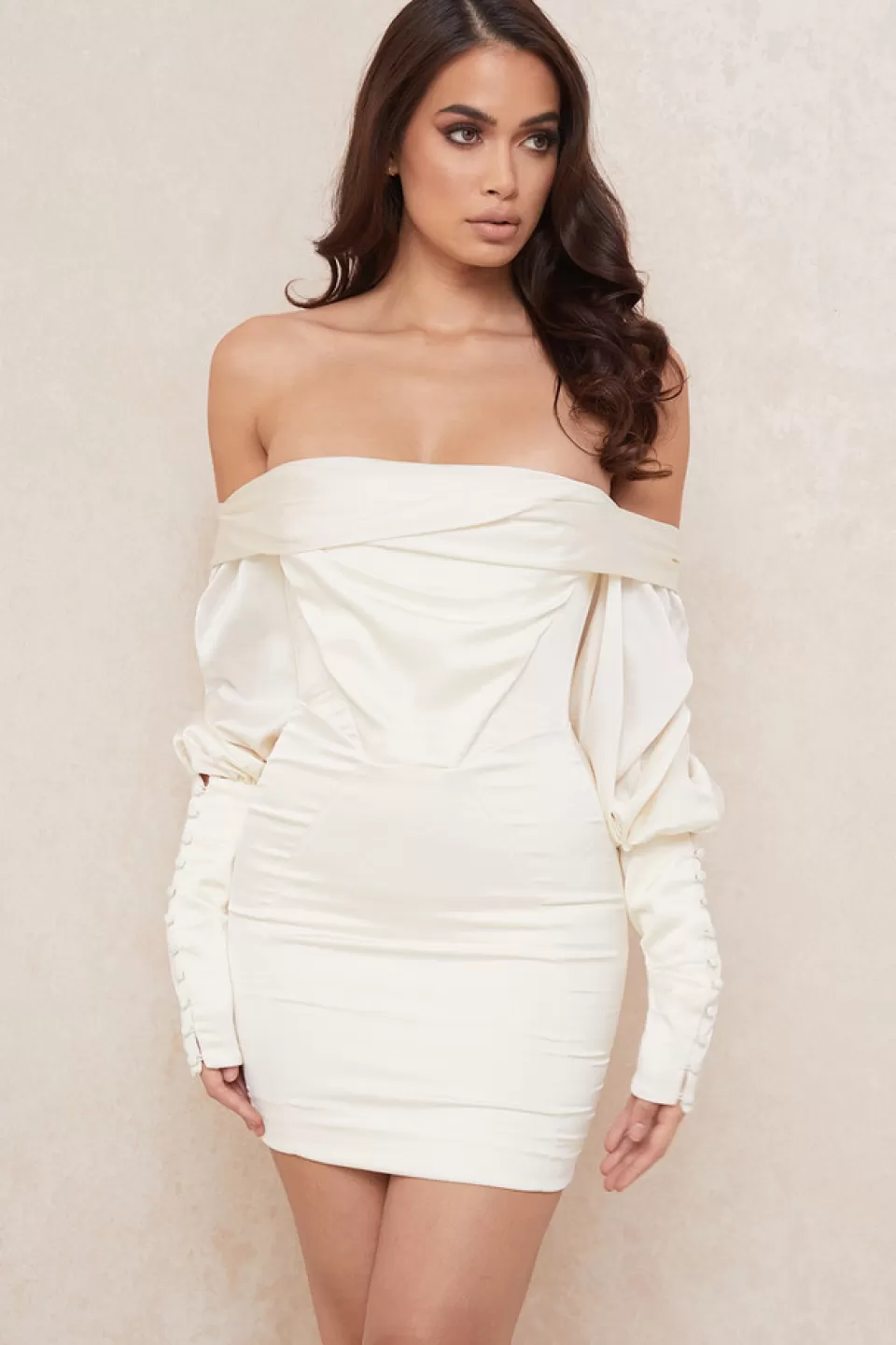 House of CB 'Santana' Ivory Draped Corset Dress Best