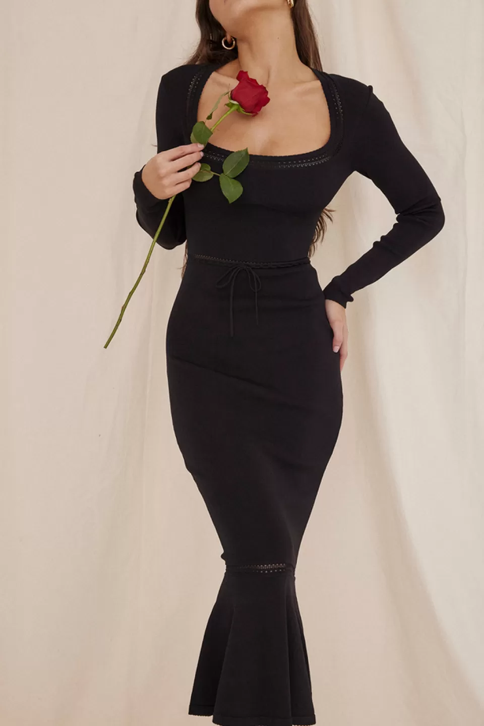 House of CB 'Sasha' Black Dainty Knit Midi Dress Flash Sale