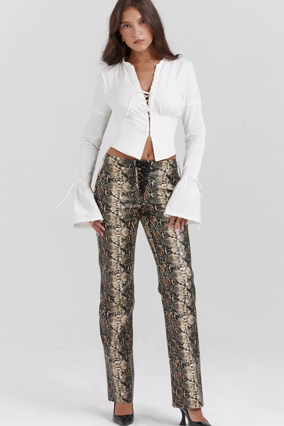 House of CB 'Serina' Snake Print Vegan Leather Trousers Best