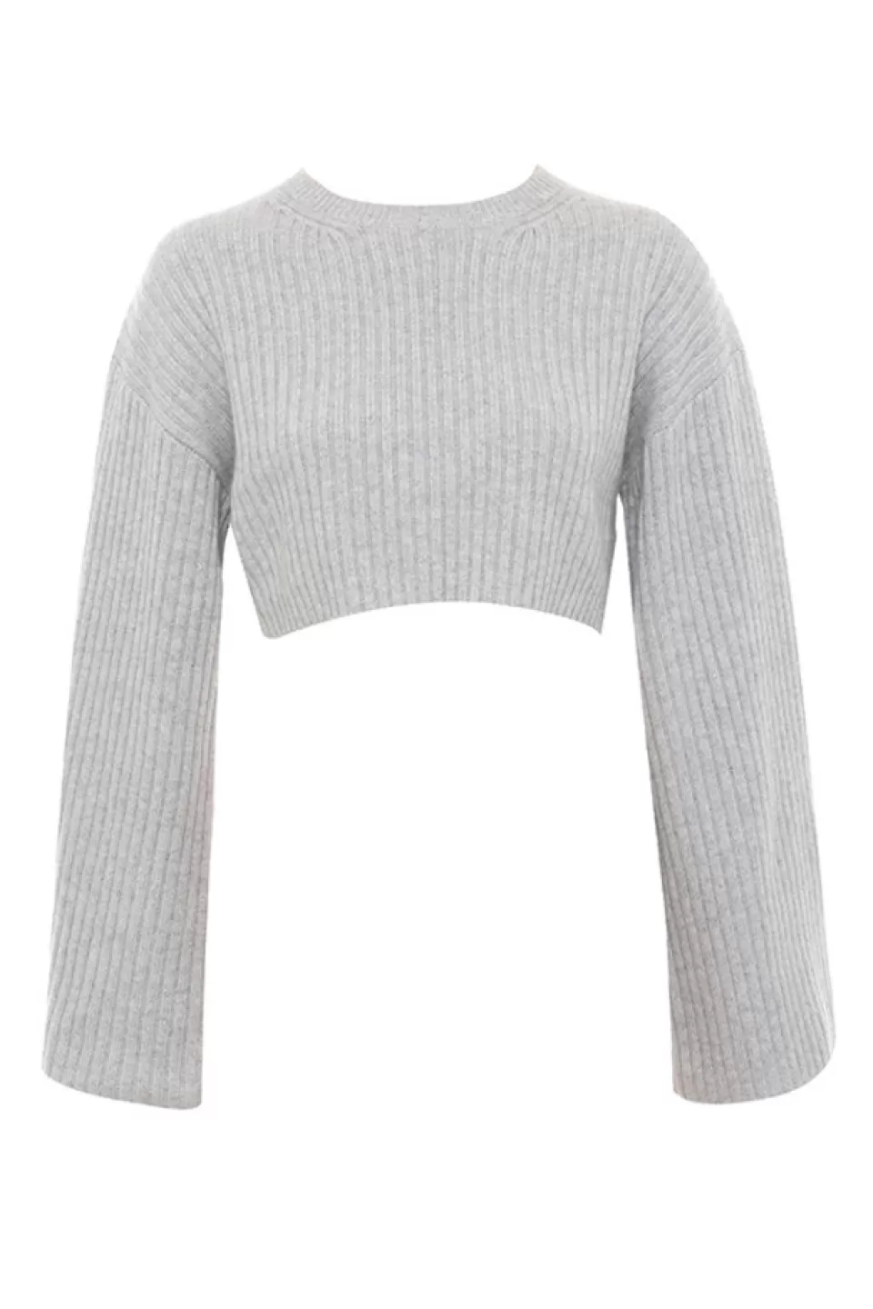 House of CB 'Shana' Grey Oversized Crop Ribbed Sweater Discount