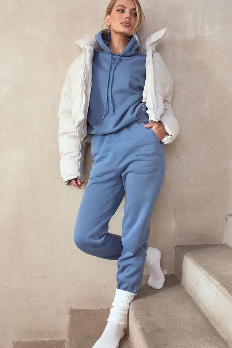 House of CB 'Sky' Azure Fleece Back Jogging Trouser Clearance