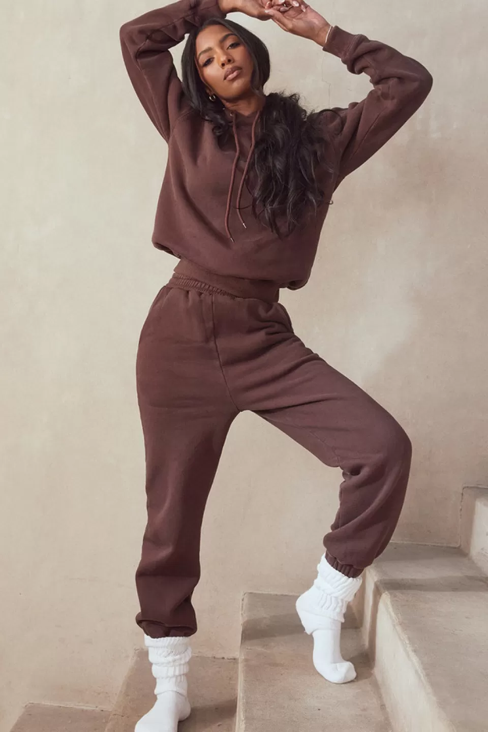 House of CB 'Sky' Chocolate Fleece Back Jogging Trouser Online