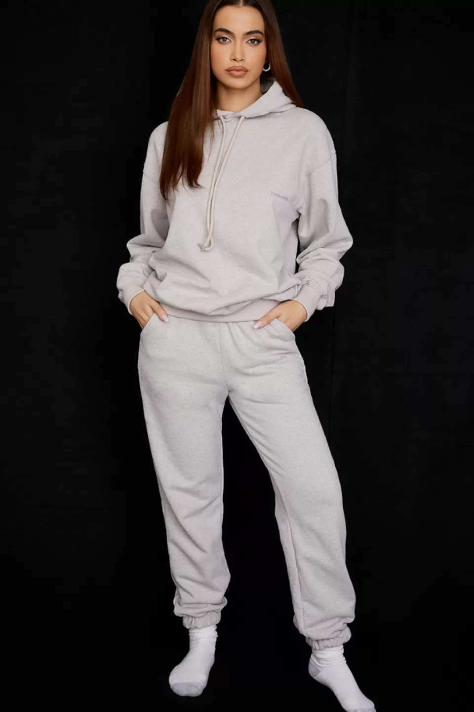 House of CB 'Sky' Light Grey Fleece Back Jogging Trousers Flash Sale