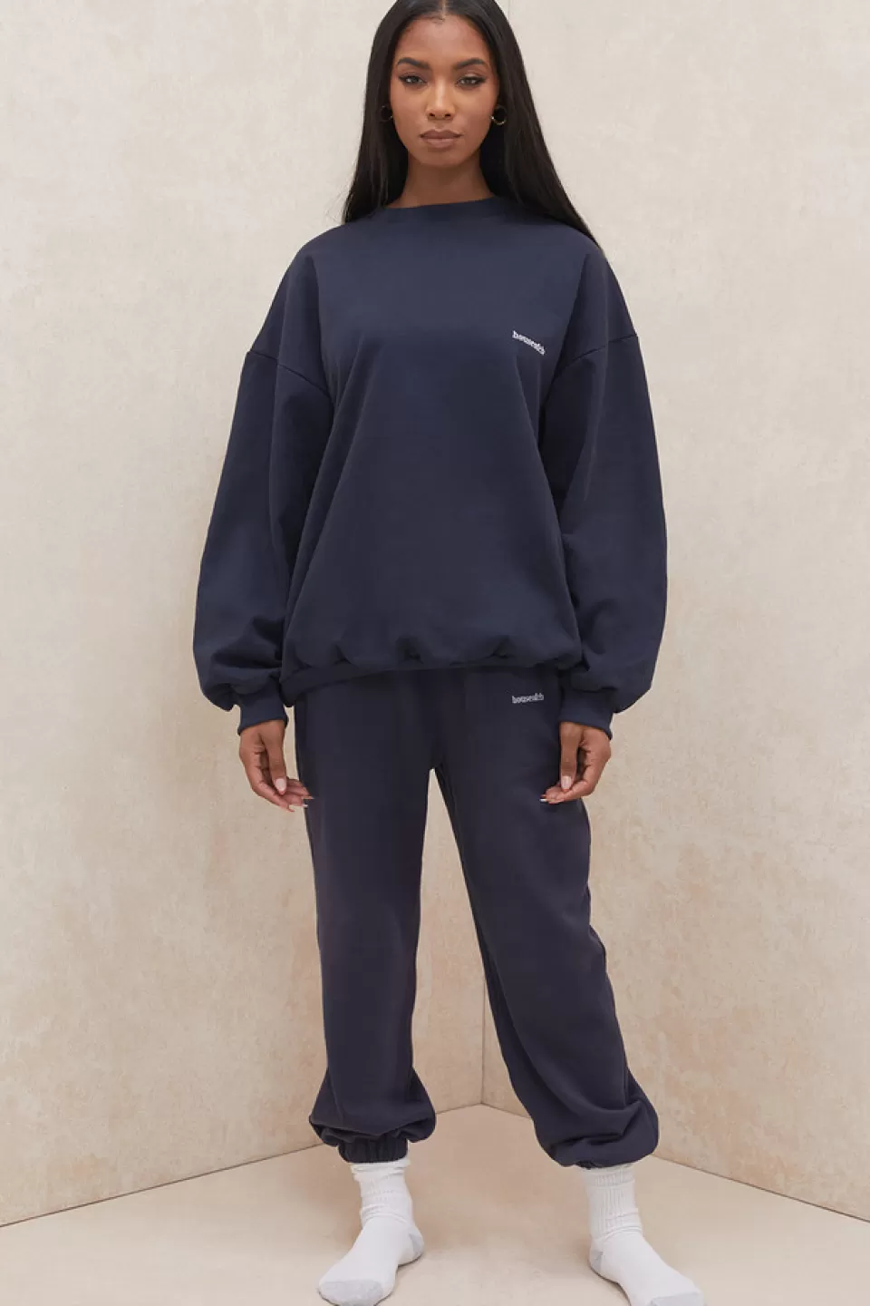 House of CB 'Sky' Navy Fleece Back Jogging Trousers Store