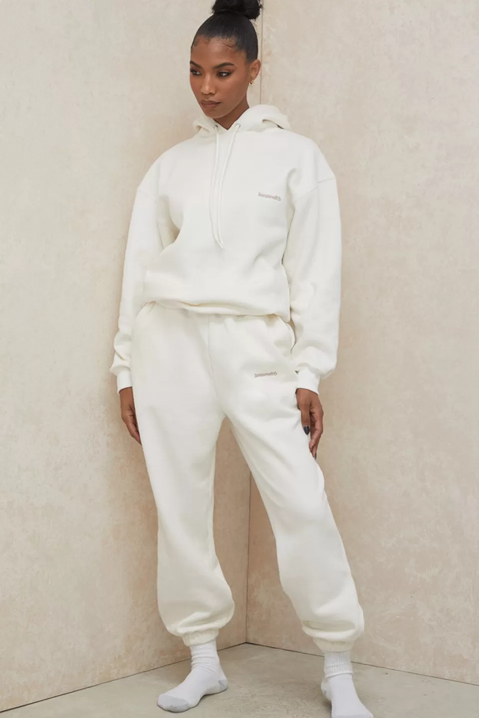 House of CB 'Sky' Off White Fleece Back Jogging Trousers Shop