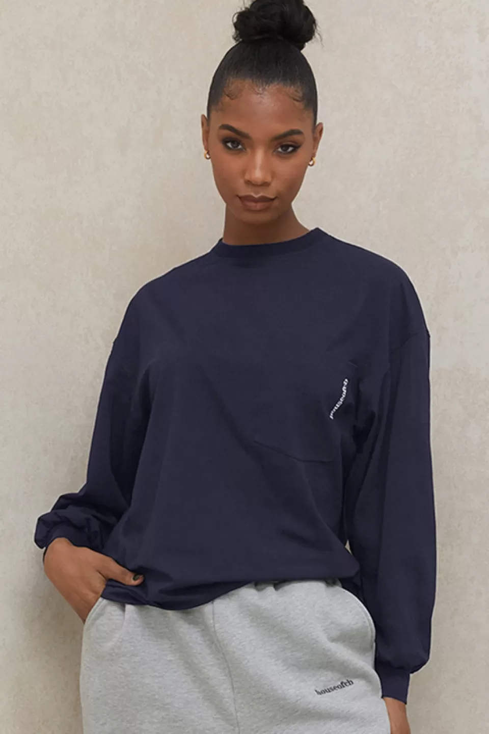 House of CB 'Strata' Navy Long Sleeve Top Best Sale