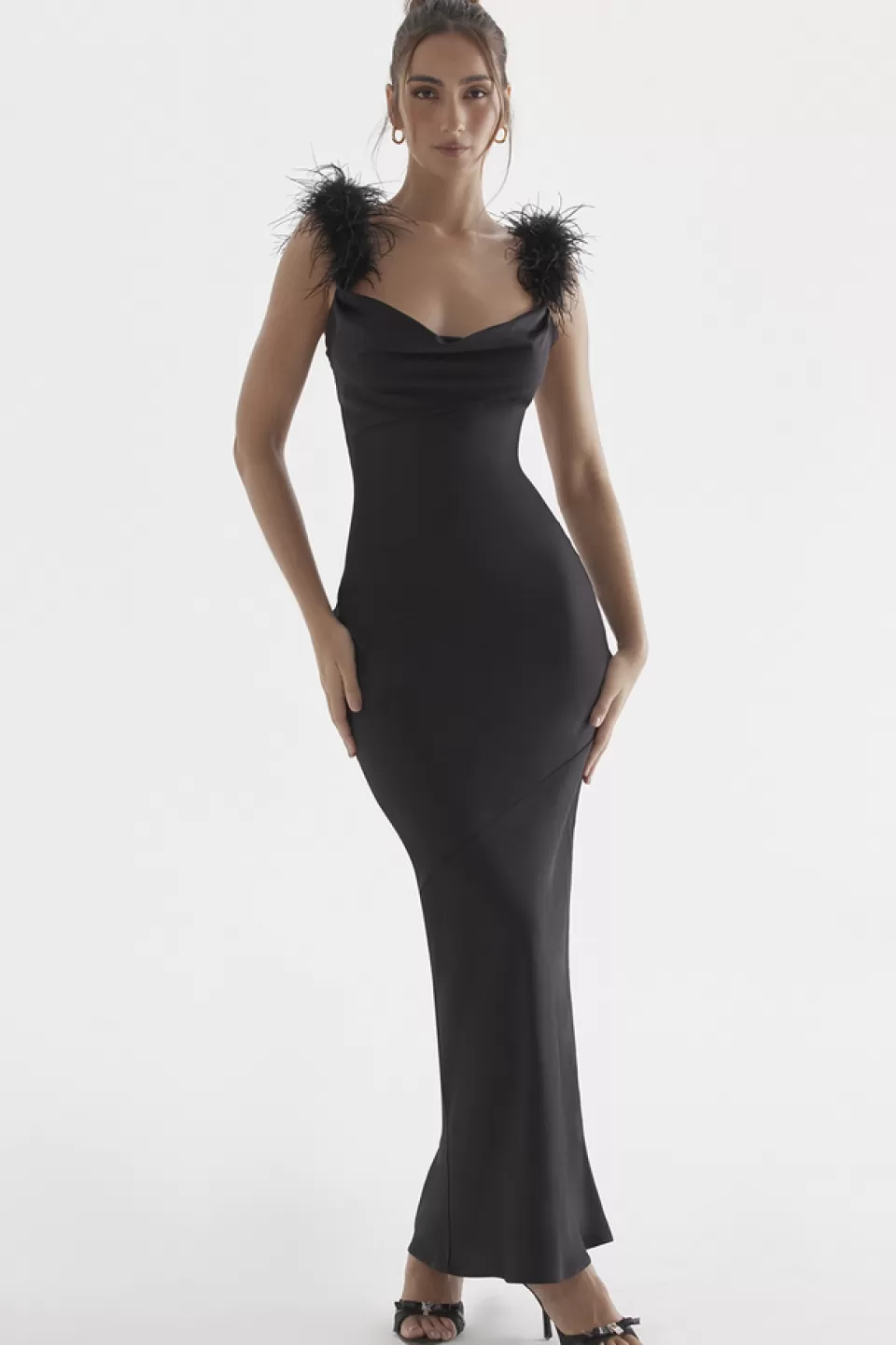 House of CB 'Tabitha' Black Satin Maxi Dress Best