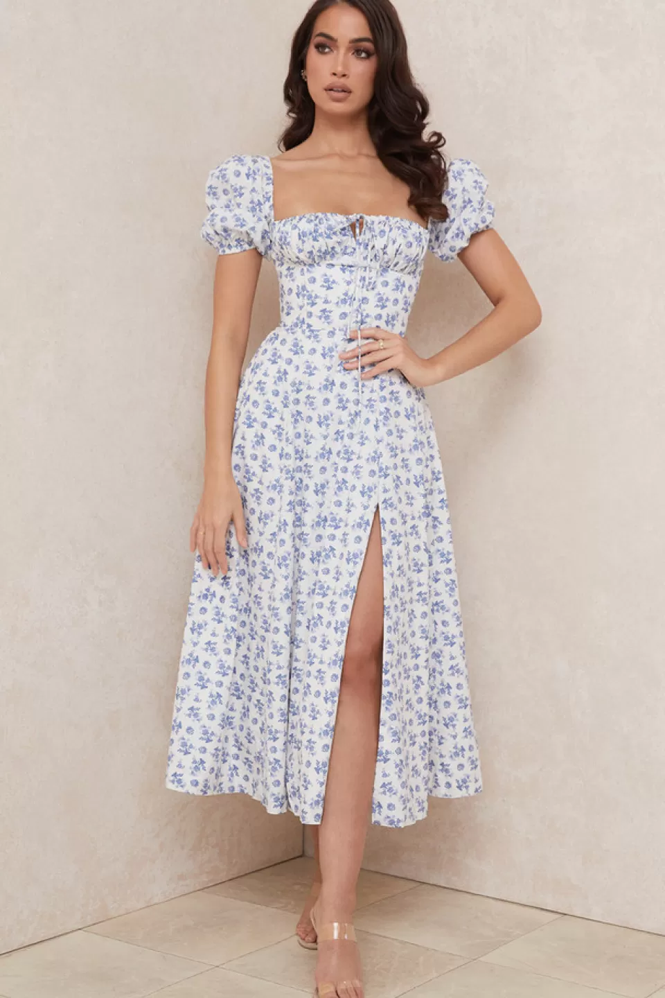 House of CB 'Tallulah' Blue White Floral Midi Dress Store