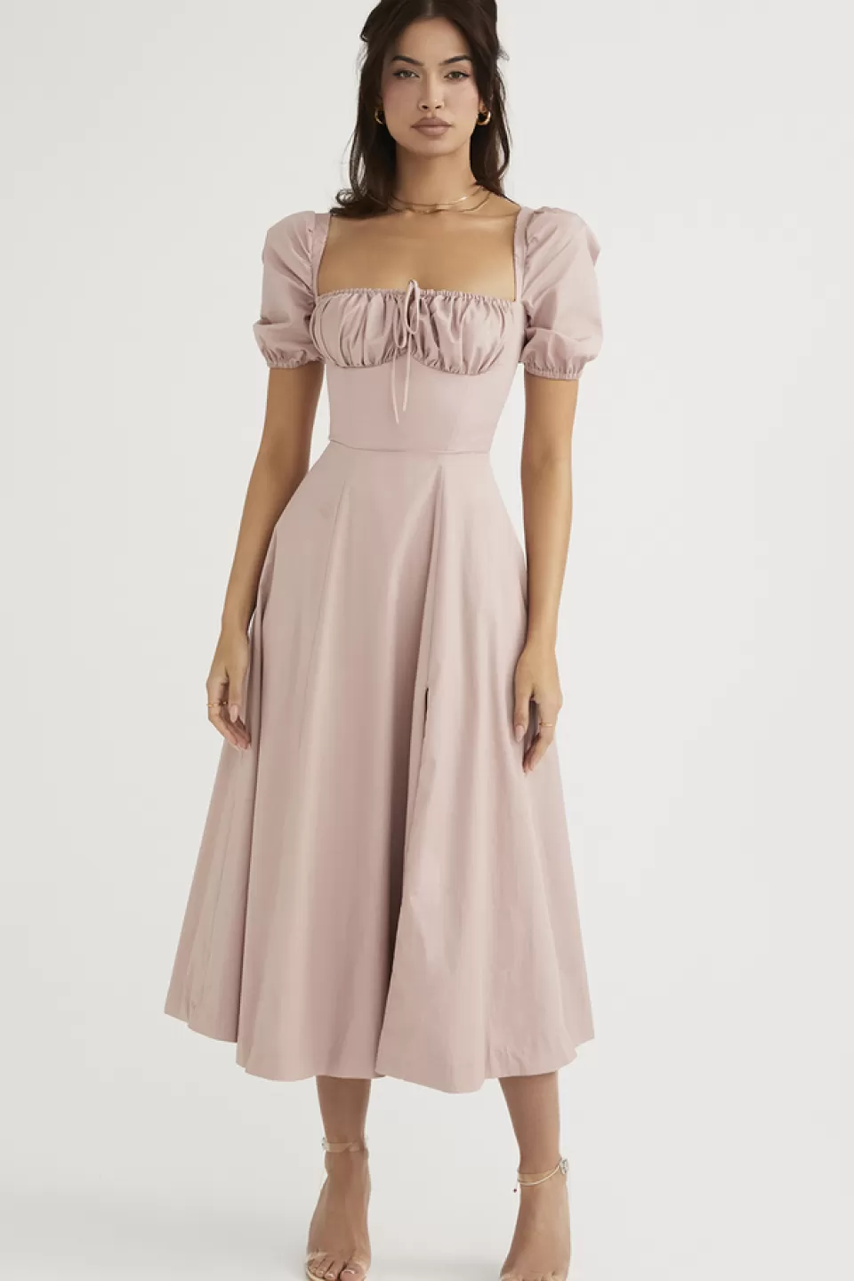 House of CB 'Tallulah' Blush Puff Sleeve Midi Dress Best Sale