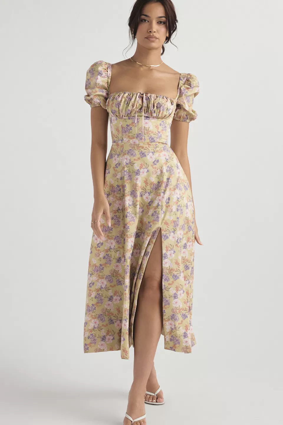 House of CB 'Tallulah' Peony Print Puff Sleeve Midi Sundress Best