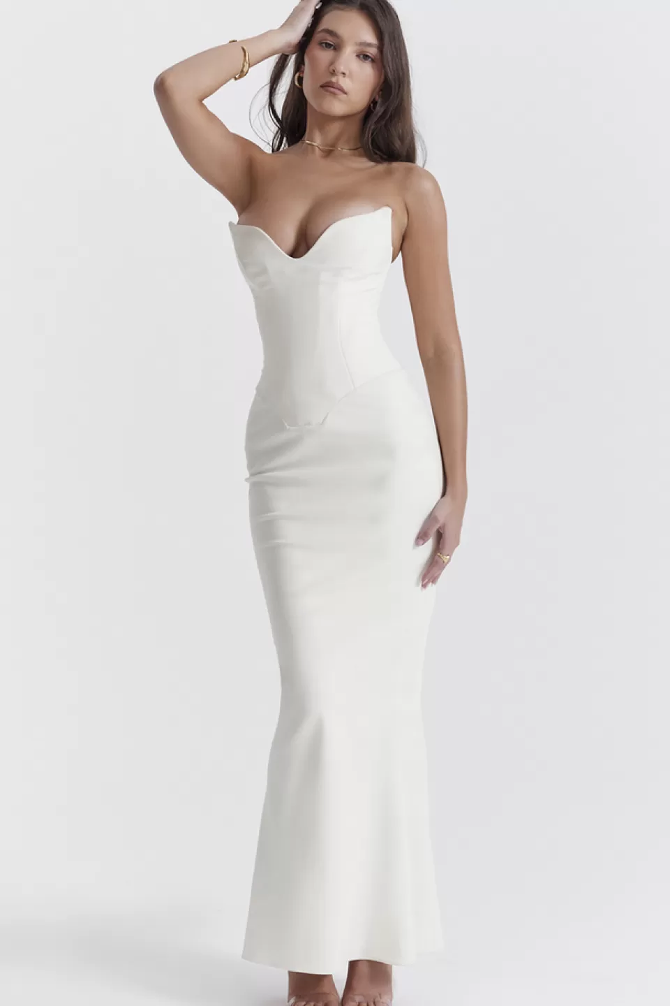 House of CB 'Tamara' Ivory Strapless Corset Dress Discount