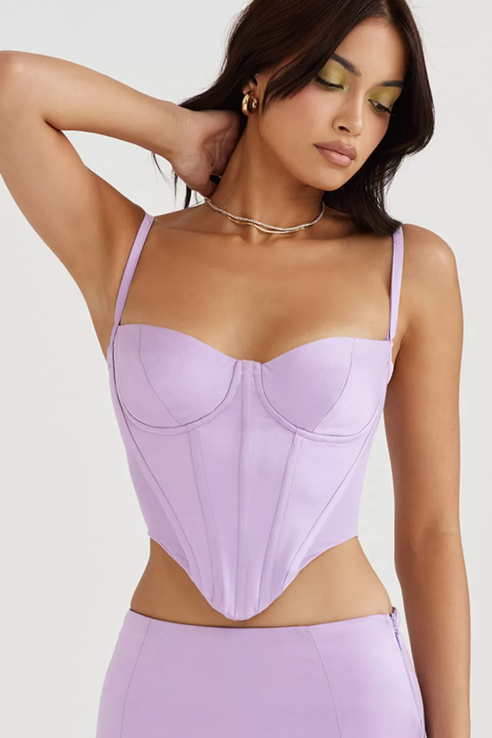 House of CB 'Tamsin' Orchid Satin Corset Online