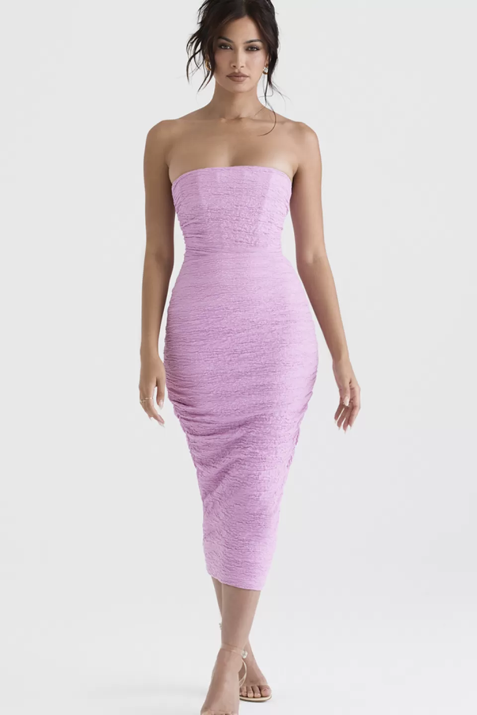 House of CB 'Tana' Pink Strapless Corset Midi Dress Online