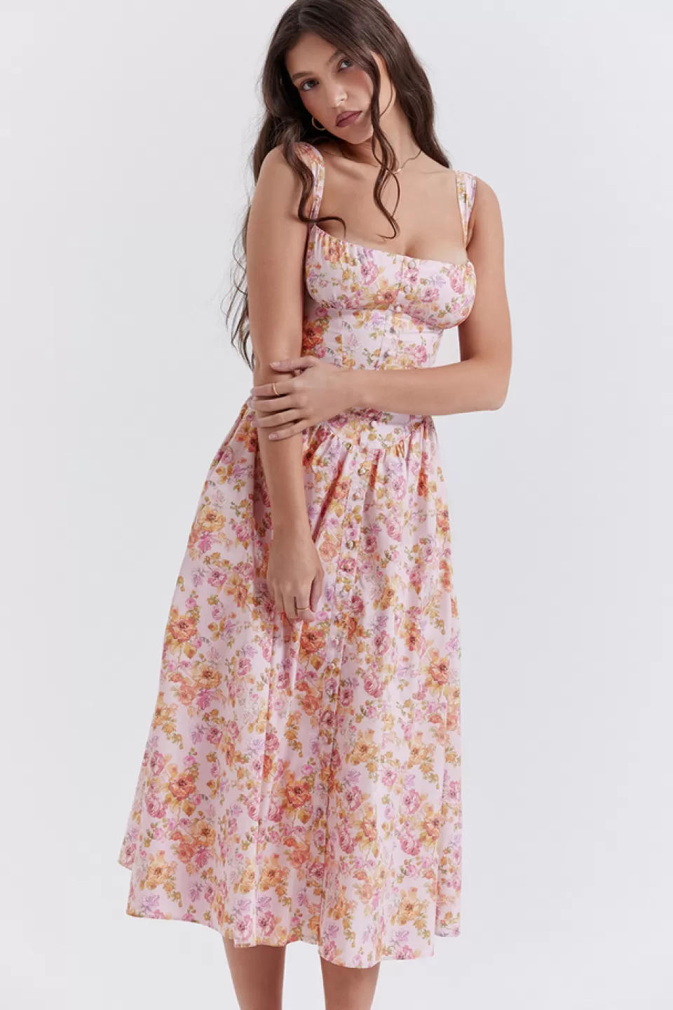 House of CB 'Tatiana' Pink Print Midi Sundress Clearance