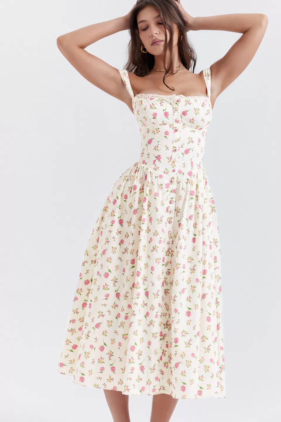 House of CB 'Tatiana' Rose Print Midi Sundress Hot