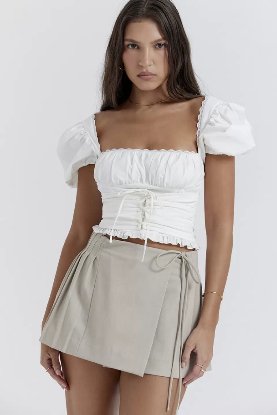 House of CB 'Tatum' Stone Pleated Wrap Mini Skirt Clearance