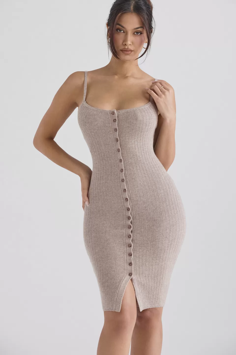 House of CB 'Teva' Beige Cashmere Knit Midi Dress Outlet