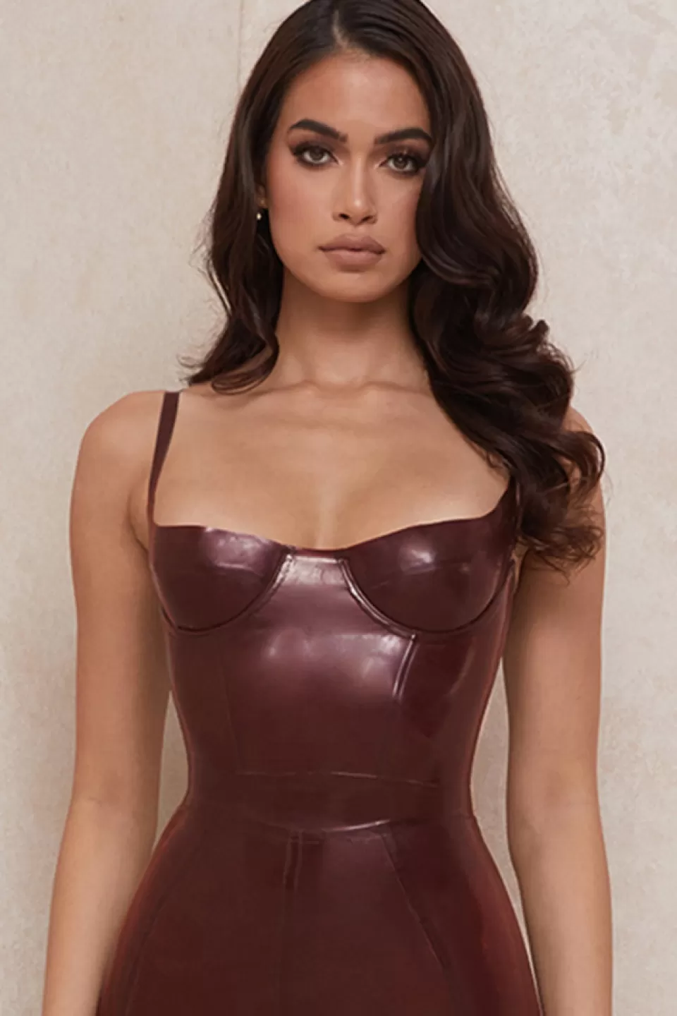 House of CB 'Tia' Raisin Latex Bustier Bodysuit Store