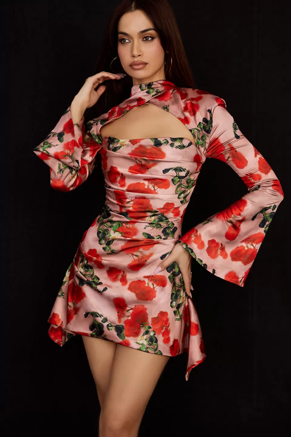 House of CB 'Toira' Rose Print Draped Corset Dress Best